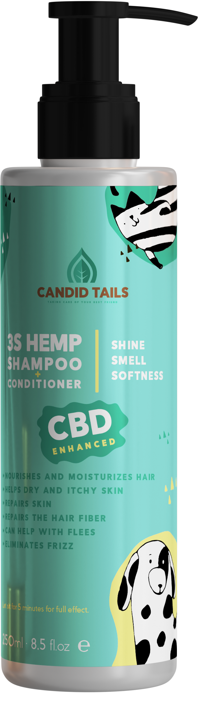 Champú con 125 mg de CBD (suavidad, olor, brillo y cuidado especial de la piel)