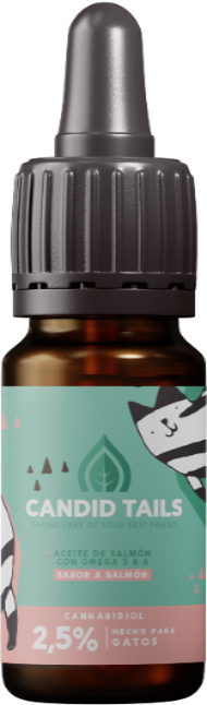 Aceite de 250 mg de CBD para perros y gatos pequeños. Aceite de salmón