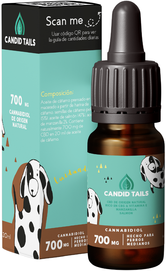 Petidibidiol aceite para perros medianos 700 mg + 20 ml